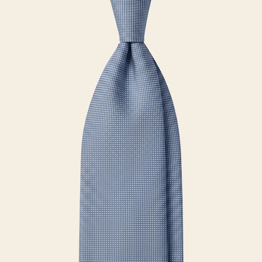 CRAVATTA AZZURRA 7 PIEGHE SARTORIALE IN SETA - Lorenzi Como luxury silk tie