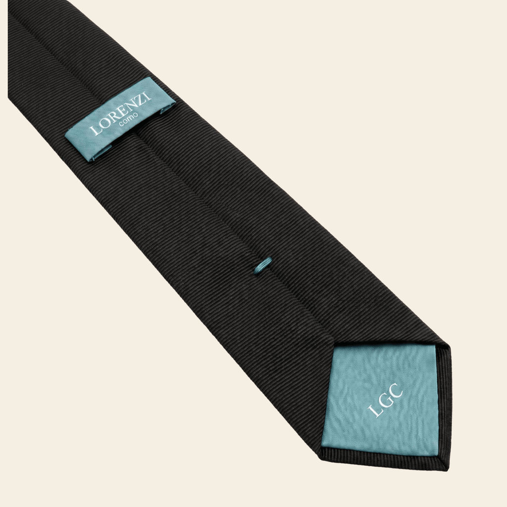 CRAVATTA NERA 3 PIEGHE SARTORIALE IN SETA - Lorenzi Como luxury silk tie