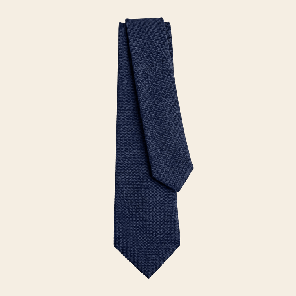 CRAVATTA BLU SCURO 7 PIEGHE SARTORIALE IN SETA - Lorenzi Como luxury silk tie