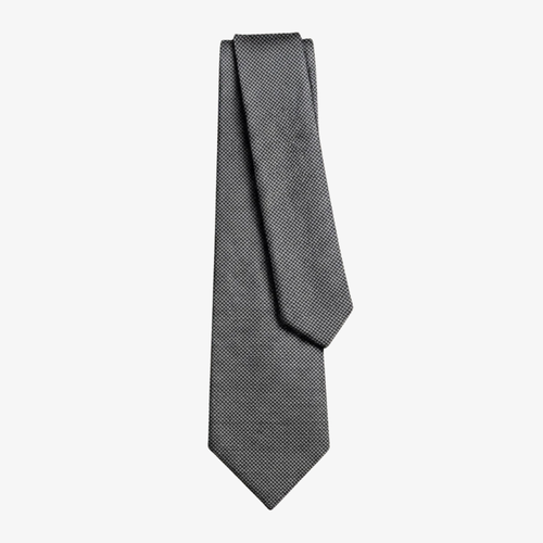 SILVER 3 FOLD JACQUARD SILK TIE - Micro woven pattern