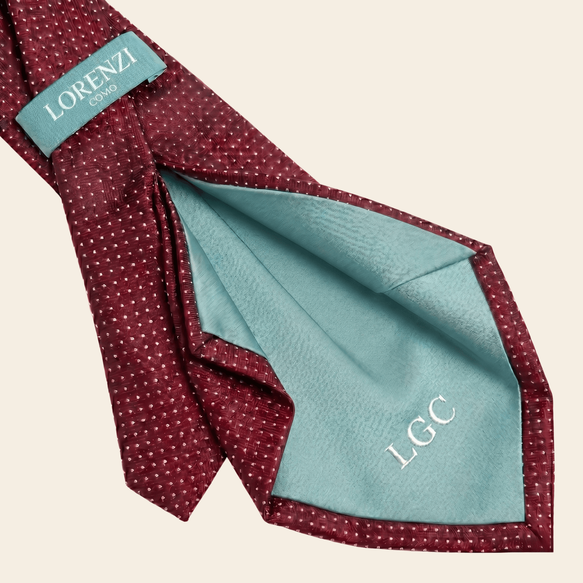 CRAVATTA BORDEAUX 7 PIEGHE IN SETA JACQUARD - Lorenzi Como luxury silk tie