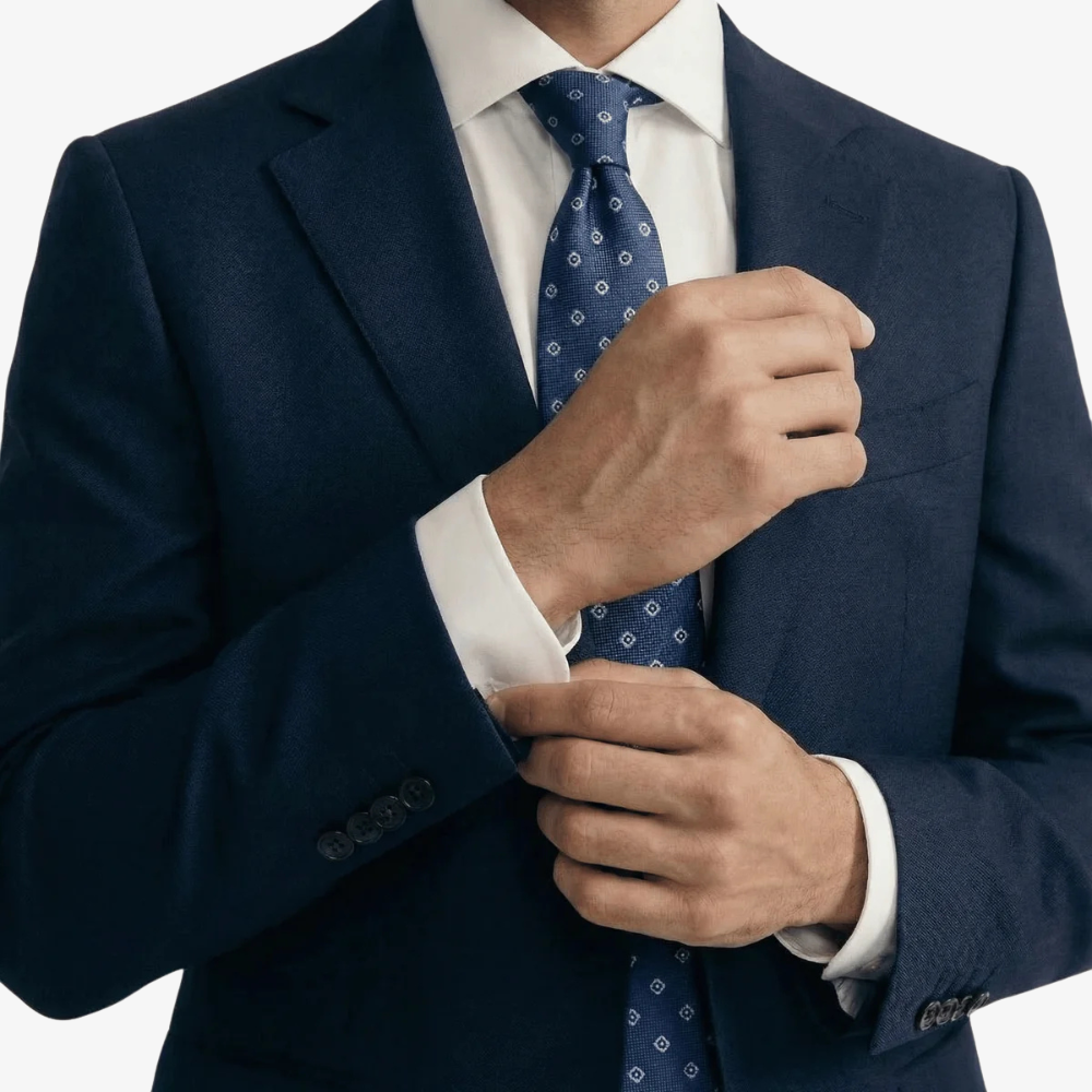 Blue Jacquard Silk Tie - Small geometric pattern