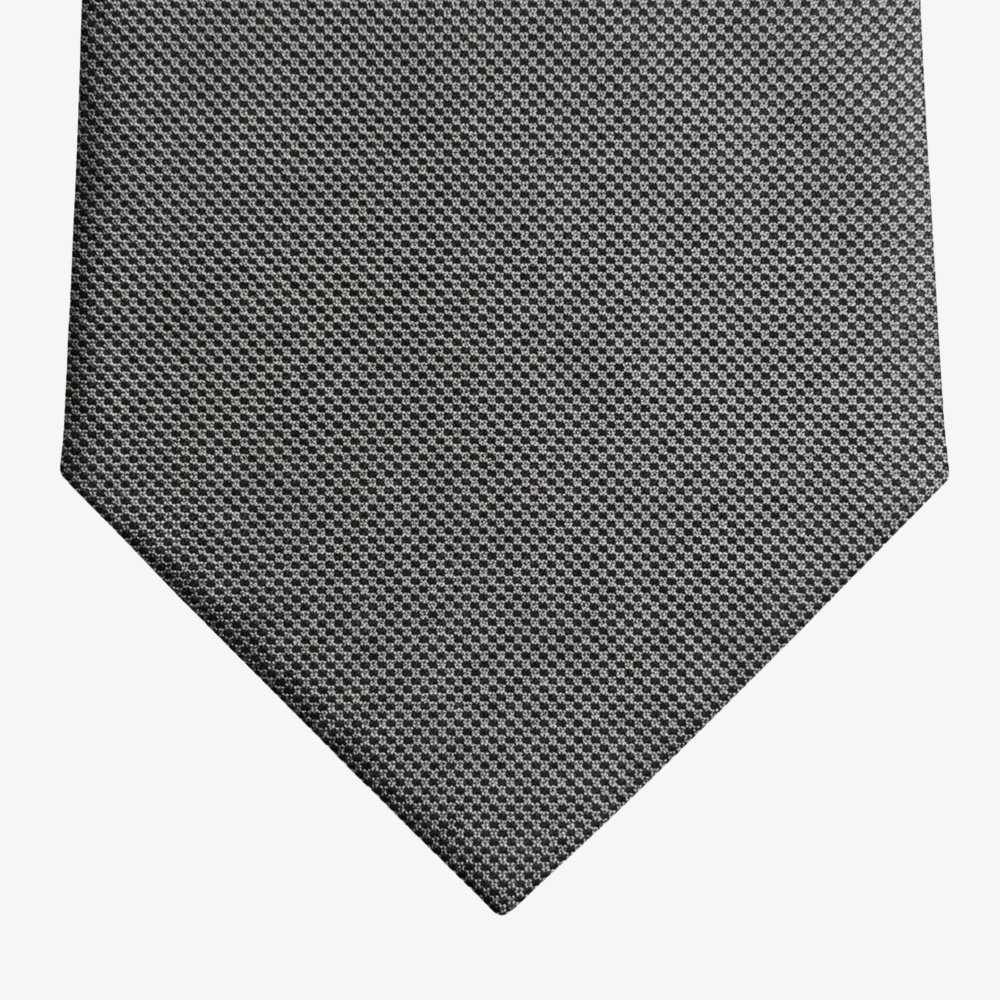 SILVER 3 FOLD JACQUARD SILK TIE - Micro woven pattern