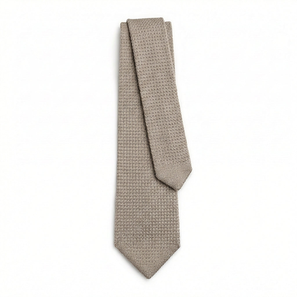 Stone Handmade 3-Fold Grenadine Silk Tie, full tie displayed on white background