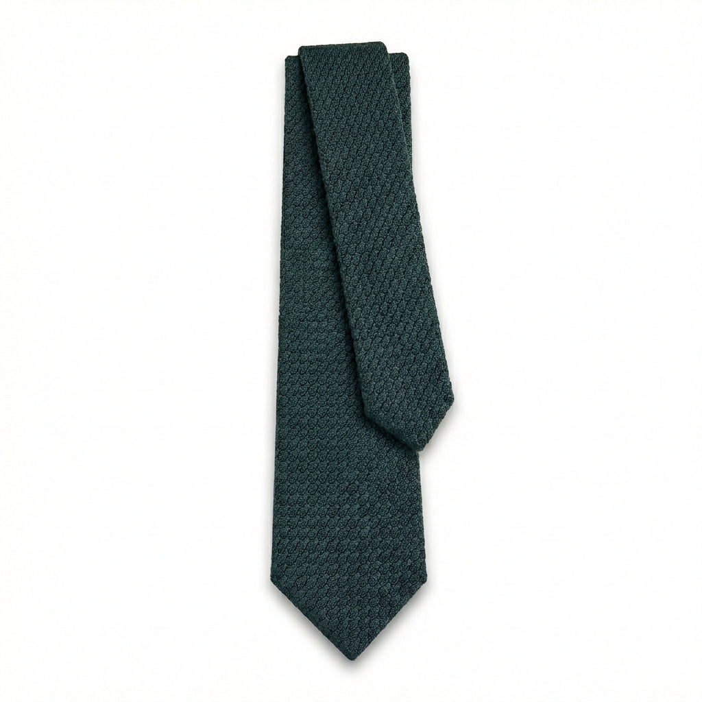 DEEP GREEN HANDMADE 3-FOLD GRENADINE SILK TIE