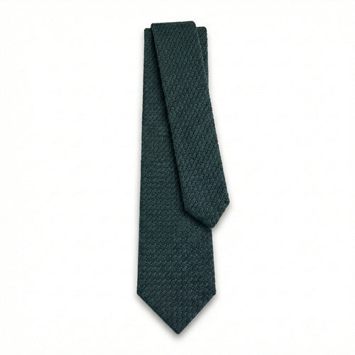 DEEP GREEN HANDMADE 3-FOLD GRENADINE SILK TIE