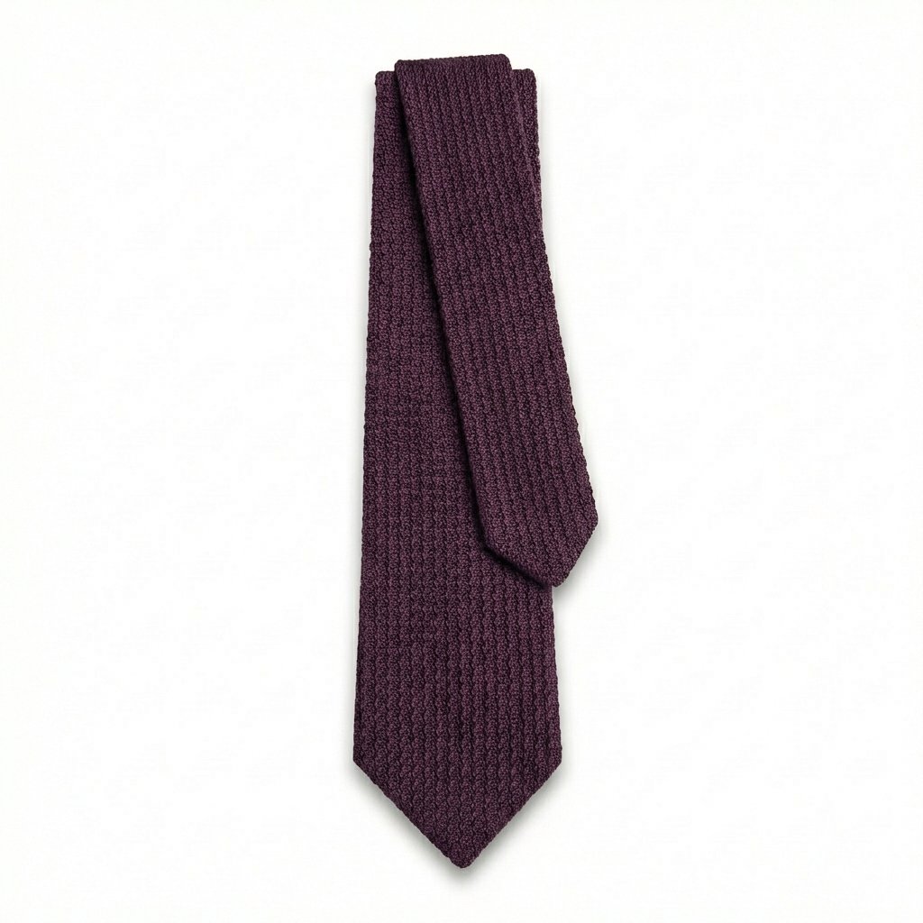 Amaranto Handmade 3-Fold Grenadine Silk Tie, full tie displayed on white background
