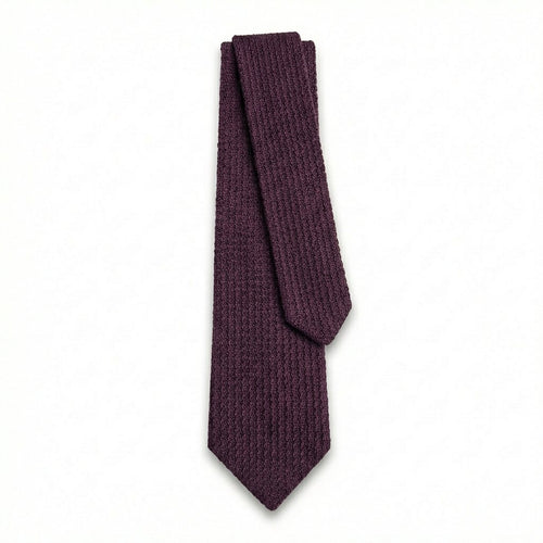 Amaranto Handmade 3-Fold Grenadine Silk Tie, full tie displayed on white background