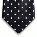 cravatta nero 3 pieghe in seta jacquard con pois, fatta a mano a Como da Lorenzi Como