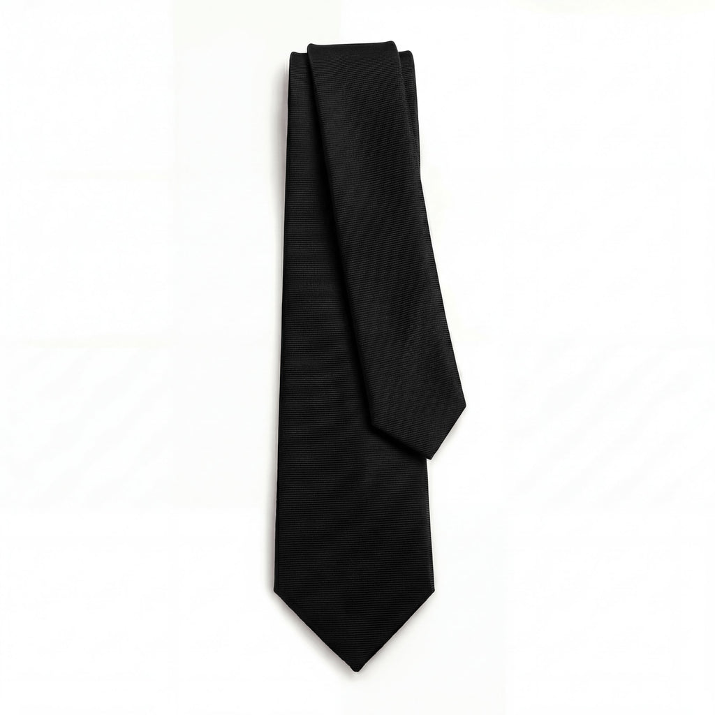 Black 3 Fold Sartorial Silk Tie - Solid Color - Lorenzi Como luxury silk tie