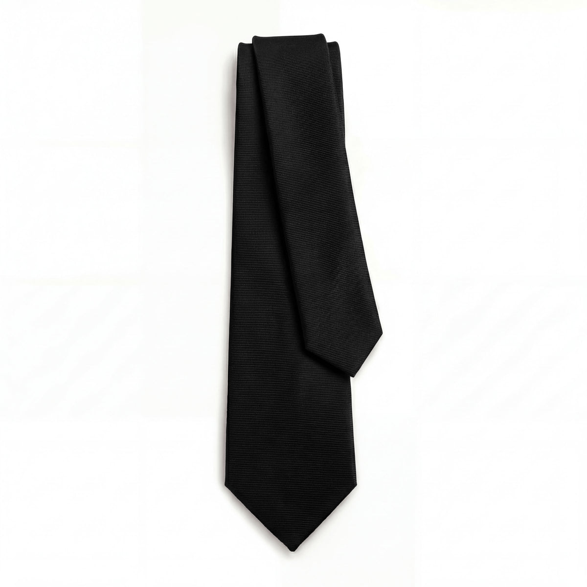 Black 3 Fold Sartorial Silk Tie - Solid Color - Lorenzi Como luxury silk tie