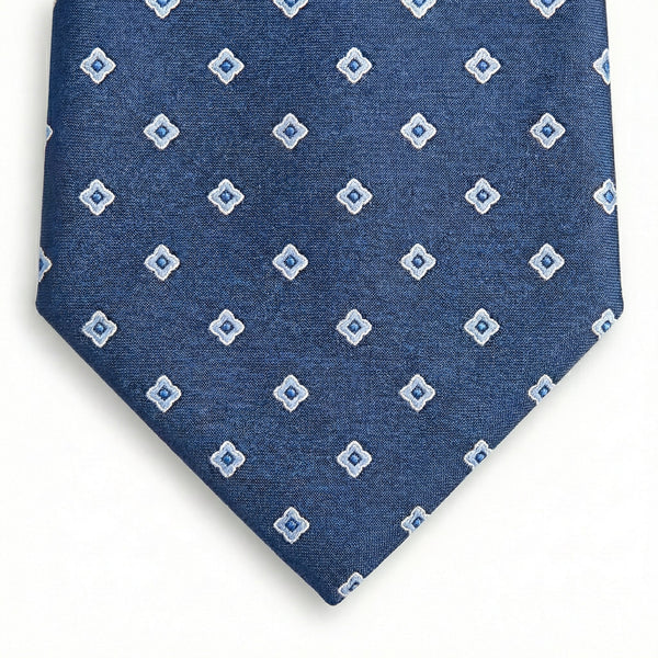 CRAVATTA BLU IN SETA JACQUARD - Geometrico piccolo