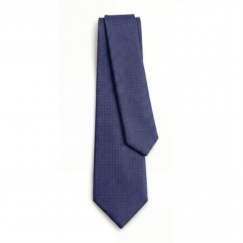 BLUE JACQUARD SILK TIE - Subtle textured weave - Lorenzi Como luxury silk tie