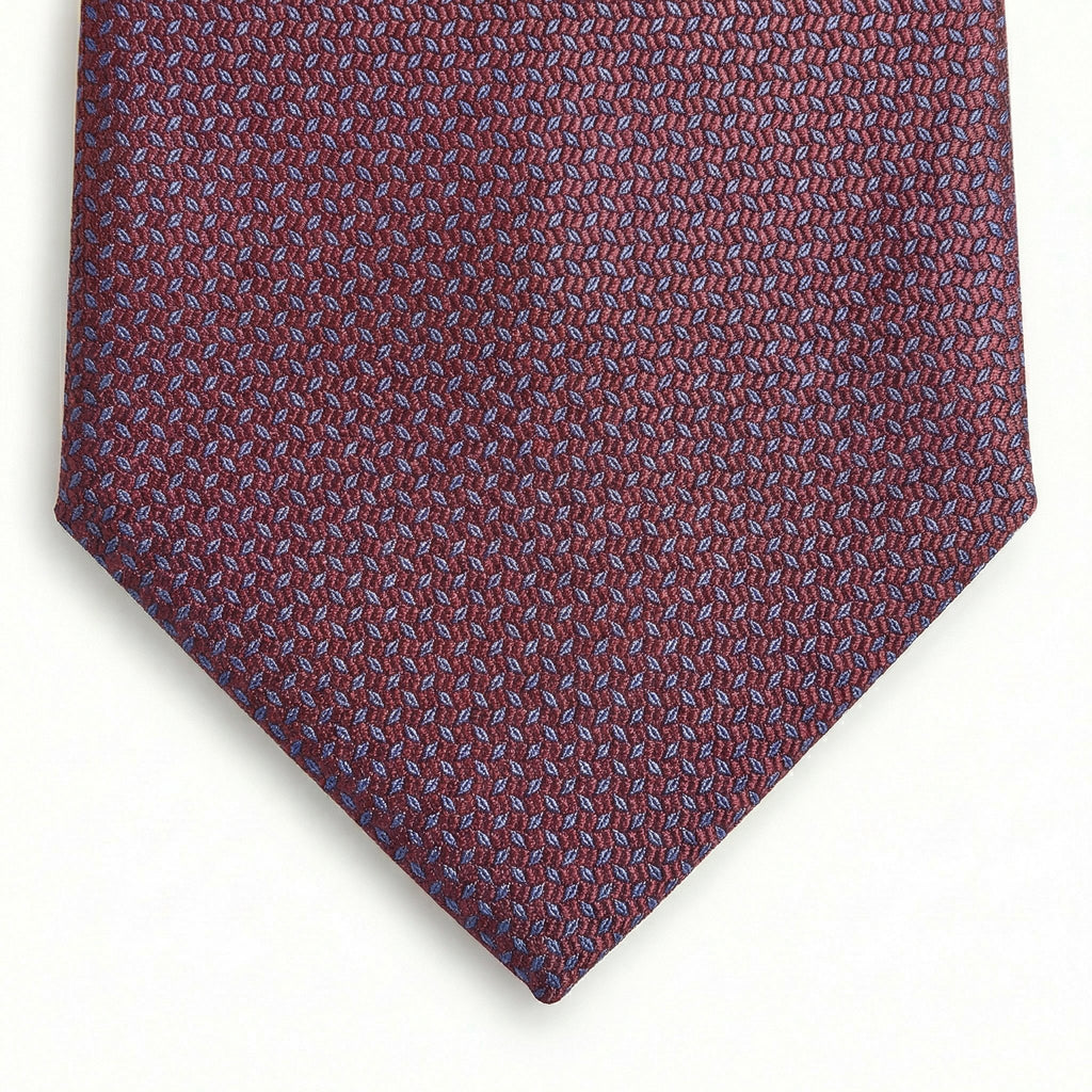 cravatta bordeaux sartoriale in seta jacquard con microdisegno, fatta a mano a Como da Lorenzi Como