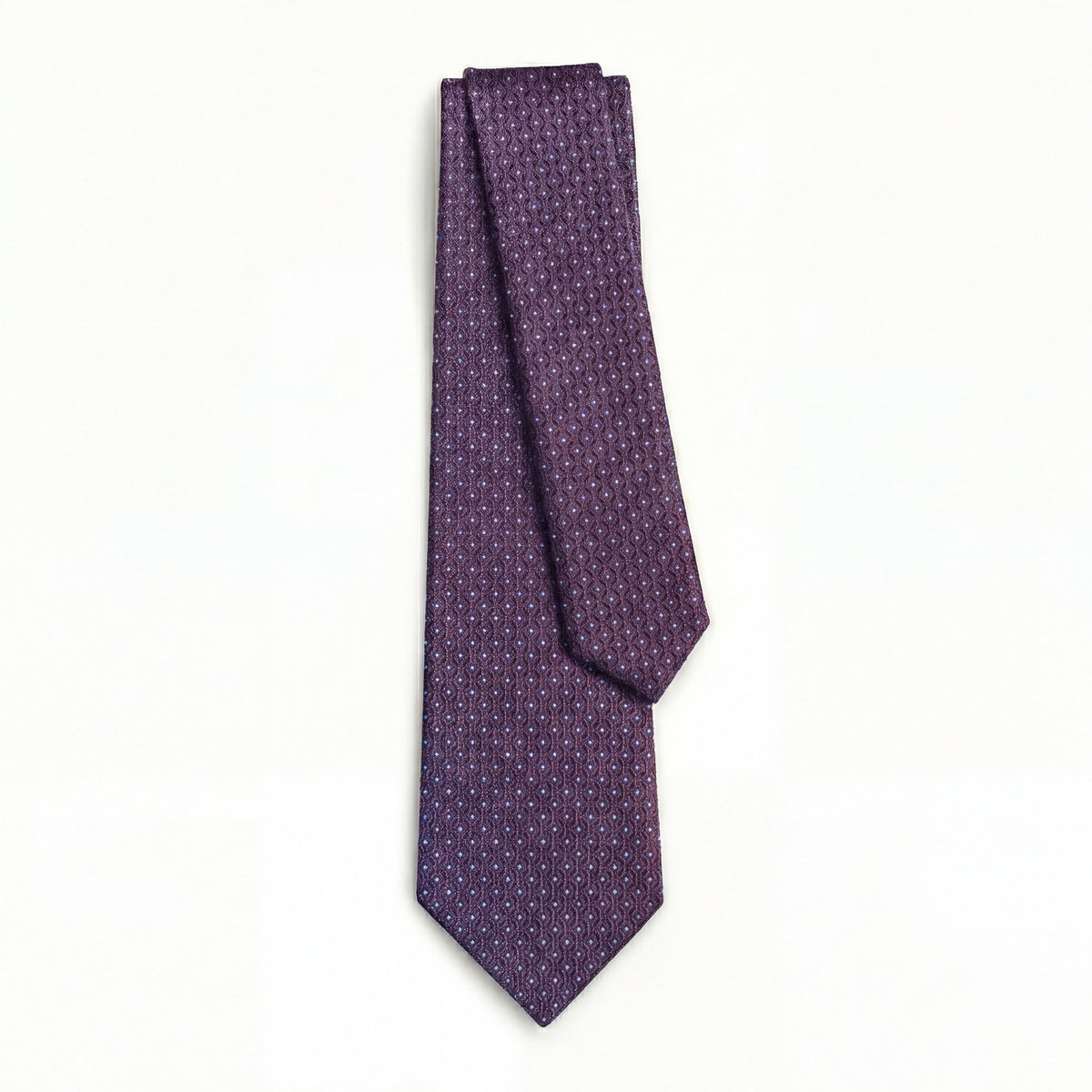 BURGUNDY JACQUARD SILK TIE - Micro dot pattern - Lorenzi Como luxury silk tie