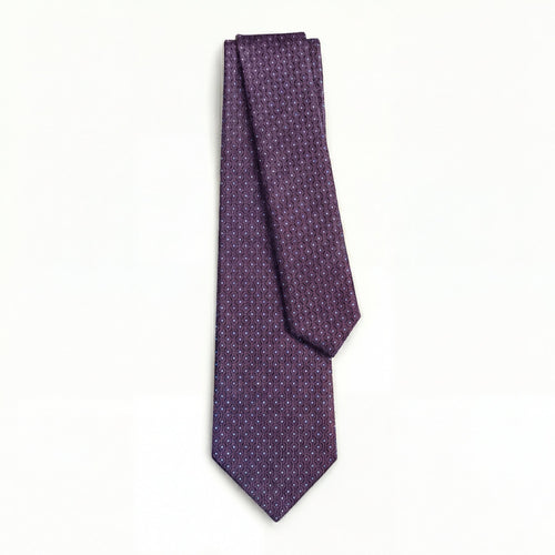 BURGUNDY JACQUARD SILK TIE - Micro dot pattern - Lorenzi Como luxury silk tie