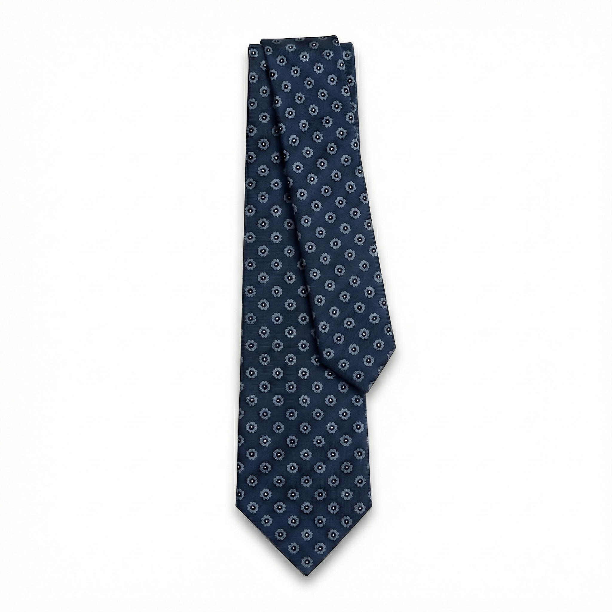 DARK BLUE FLORAL 5-FOLD SARTORIAL SILK TIE
