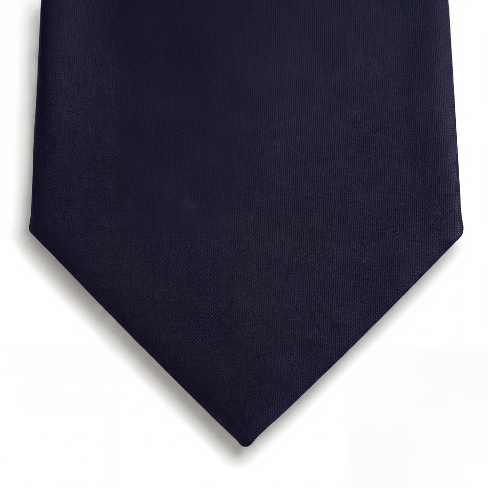 cravatta blu navy 3 pieghe in seta jacquard, tinta unita, fatta a mano a Como da Lorenzi Como