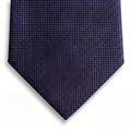 cravatta blu navy 3 pieghe in seta con pois, fatta a mano a Como da Lorenzi Como