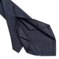 cravatta blu navy 5 pieghe in seta jacquard con pois, fatta a mano a Como da Lorenzi Como