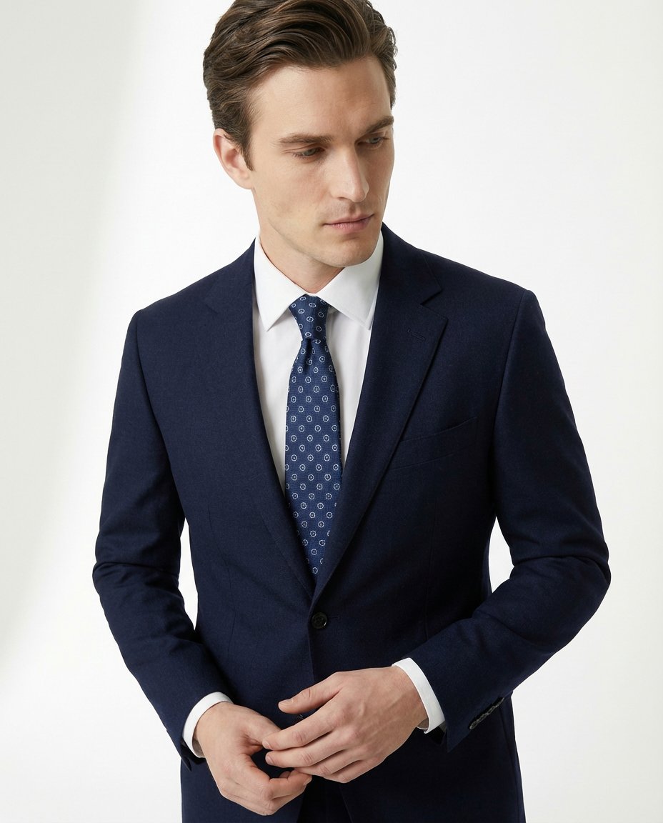 Dark Blue Floral 5-Fold Sartorial Silk Tie, product view 4