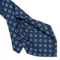 cravatta blu navy 5 pieghe in seta jacquard con floreale, fatta a mano a Como da Lorenzi Como