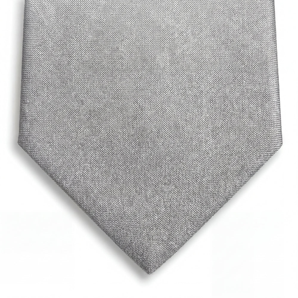 cravatta grigio scuro 3 pieghe in seta jacquard, tinta unita, fatta a mano a Como da Lorenzi Como
