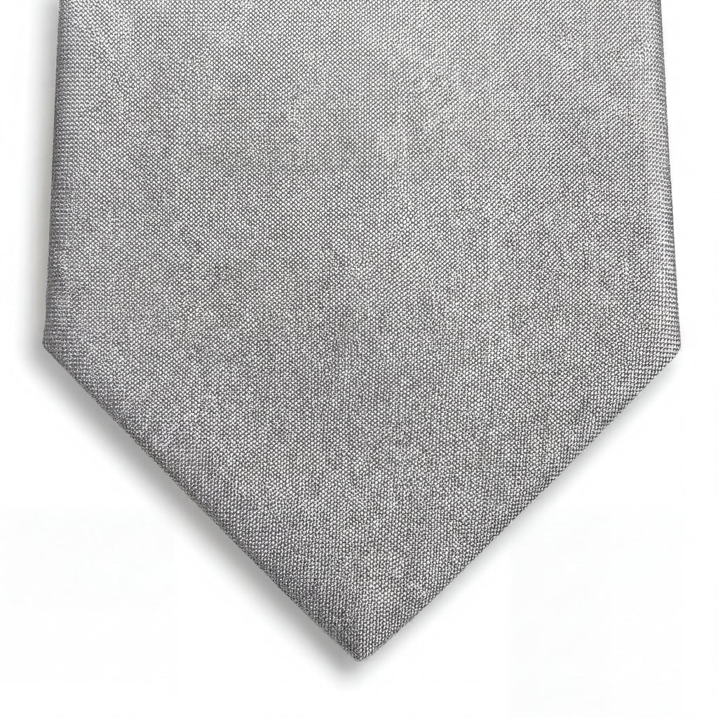 cravatta grigio scuro 3 pieghe in seta jacquard, tinta unita, fatta a mano a Como da Lorenzi Como
