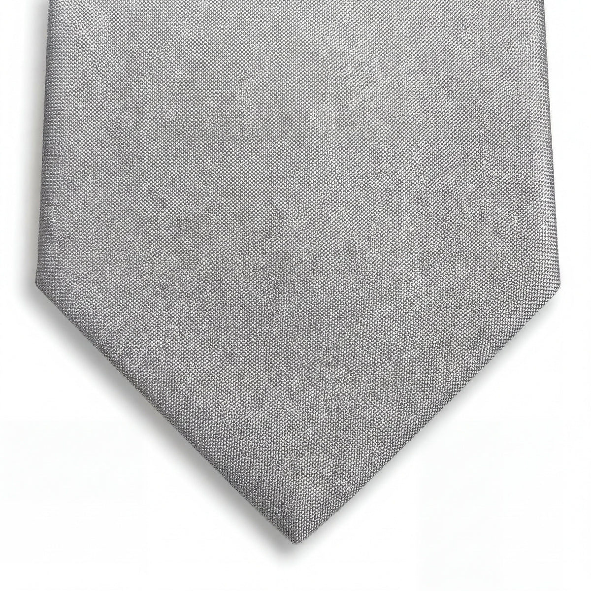 cravatta grigio scuro 3 pieghe in seta jacquard, tinta unita, fatta a mano a Como da Lorenzi Como