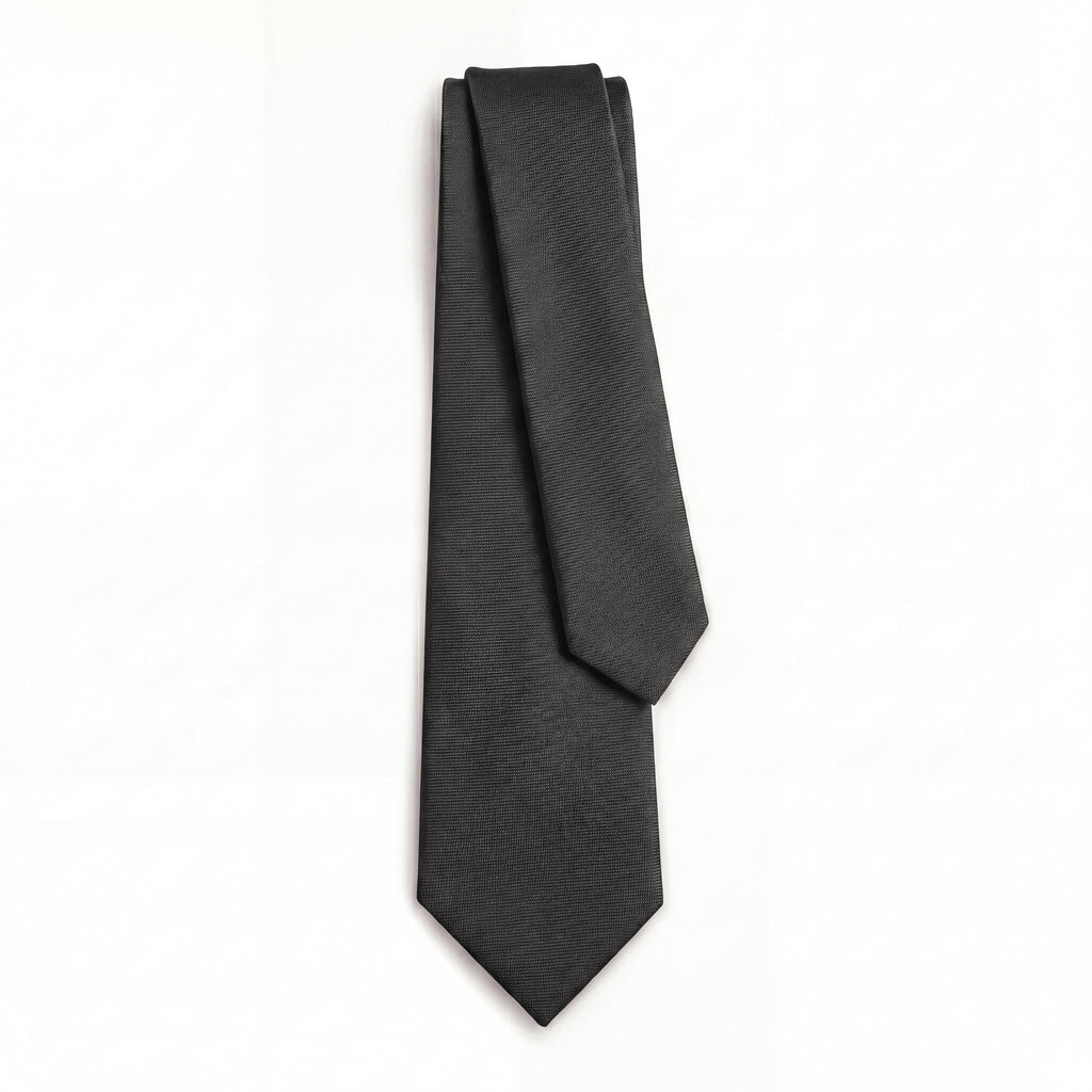 Dark Grey 3 Fold Sartorial Silk Tie - Solid Color - Lorenzi Como luxury silk tie