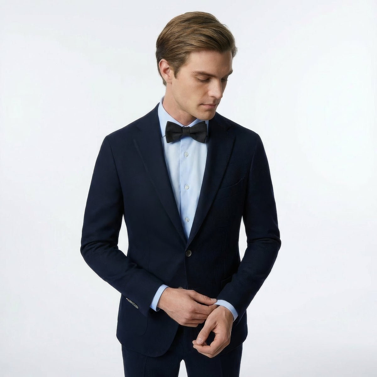 DARK SILK SATIN BOWTIE TO SELF-TIE - Lorenzi Como luxury silk tie