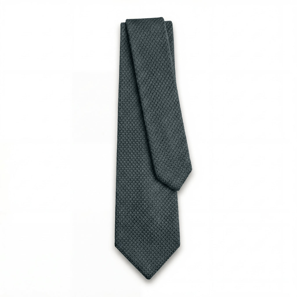 Deep Green Handmade 3-Fold Grenadine Silk Tie - Lorenzi Como luxury silk tie