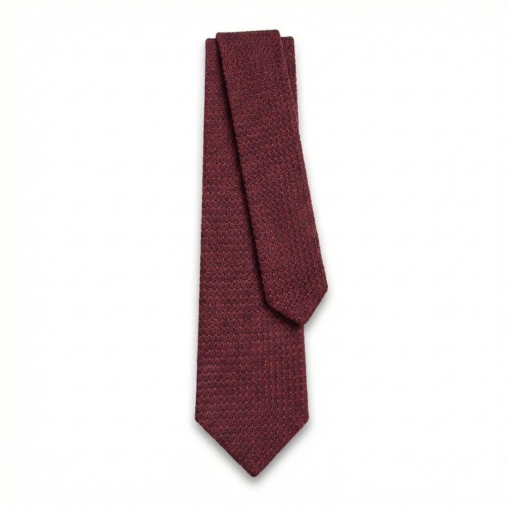 GARNET HANDMADE 3-FOLD GRENADINE SILK TIE - Lorenzi Como luxury silk tie