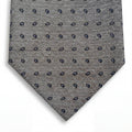 cravatta grigio sartoriale in seta jacquard con paisley, fatta a mano a Como da Lorenzi Como