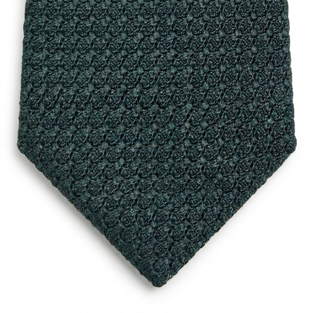 DEEP GREEN HANDMADE 3-FOLD GRENADINE SILK TIE