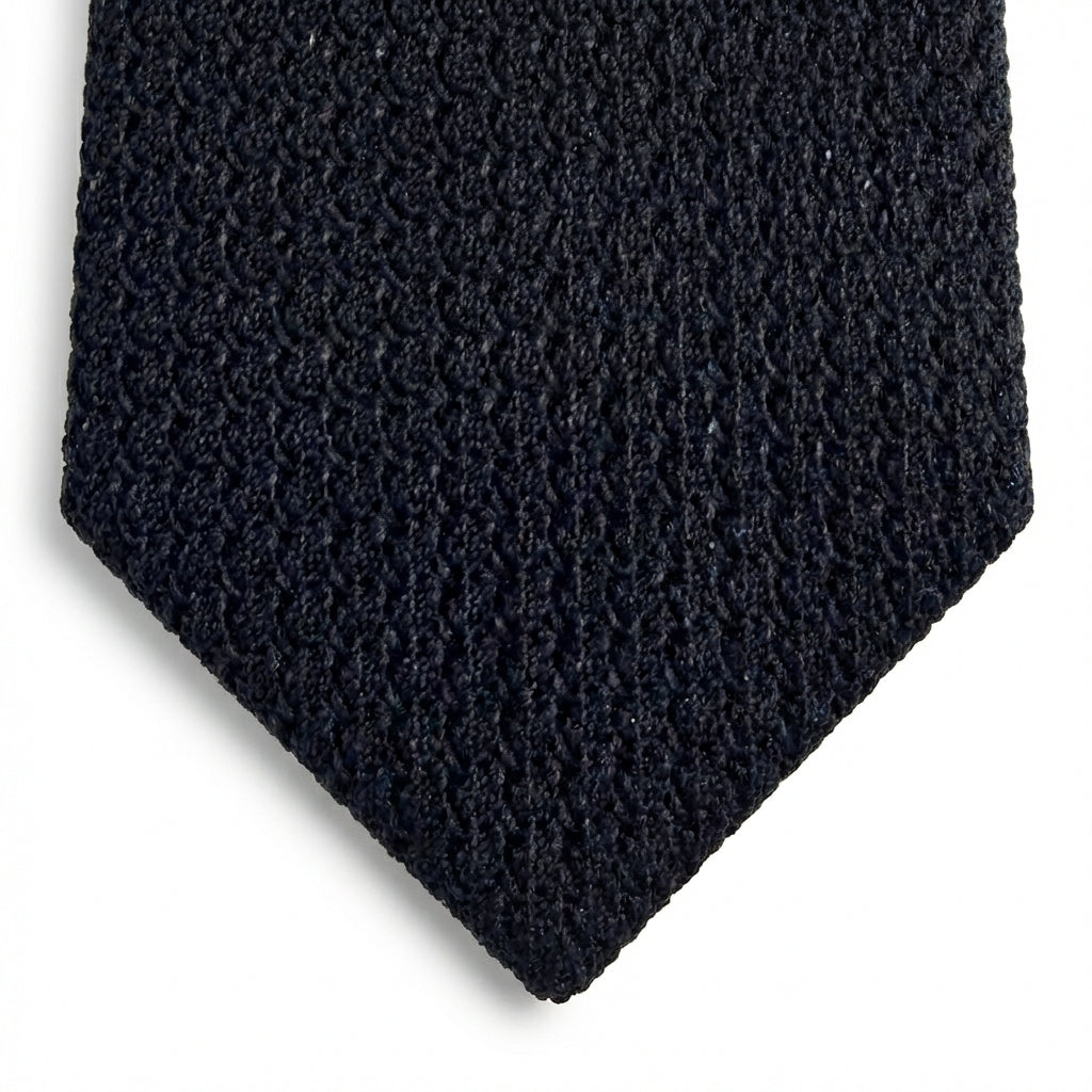 BLACK HANDMADE 3-FOLD GRENADINE SILK TIE