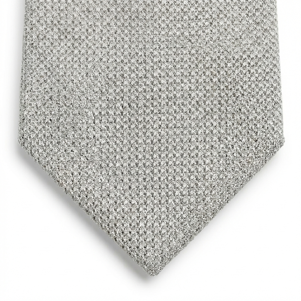 WHITE HANDMADE 3-FOLD GRENADINE SILK TIE