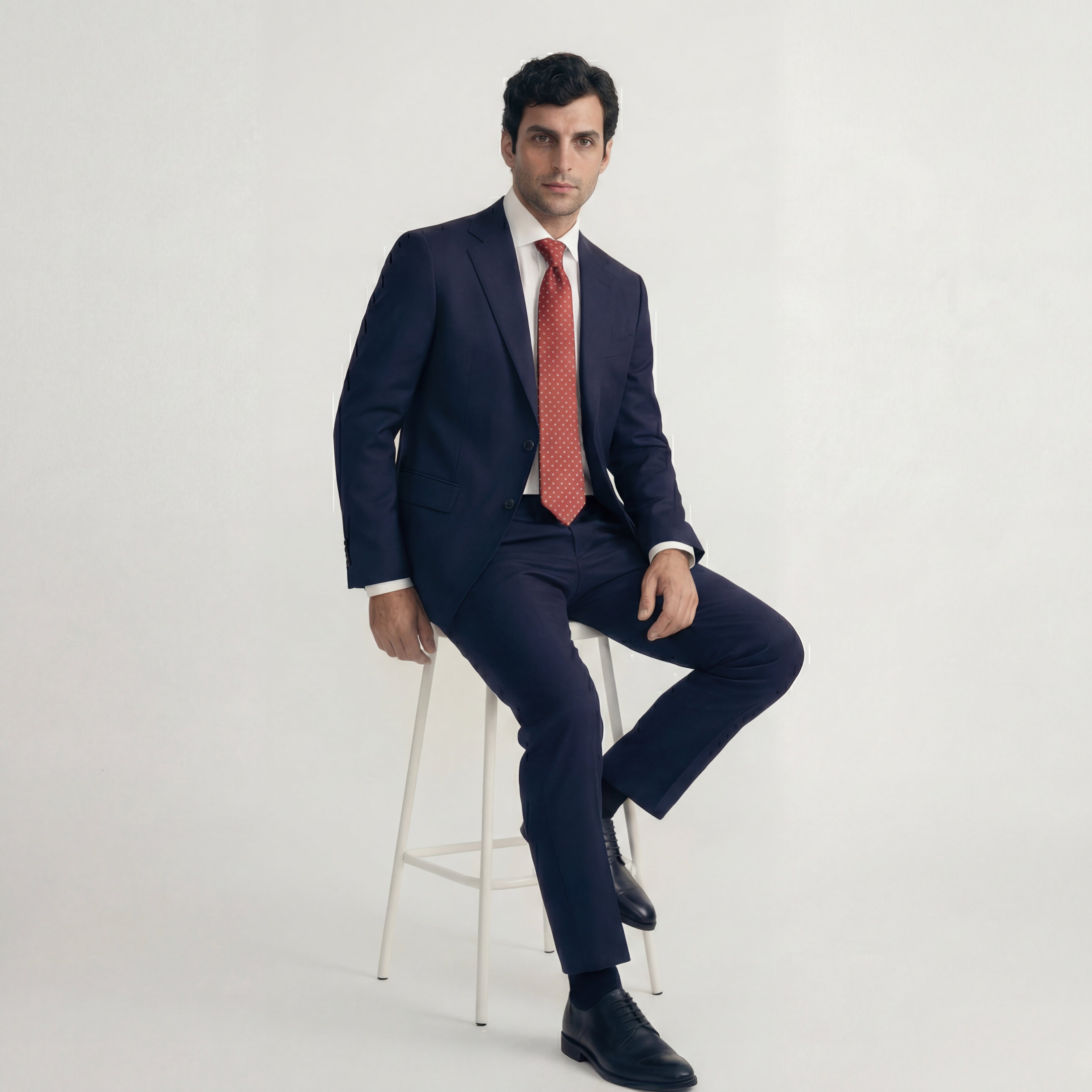 RED JACQUARD SILK TIE - Oval micro pattern