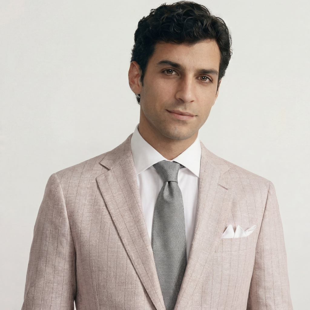 GREY JACQUARD SILK TIE - Micro texture pattern