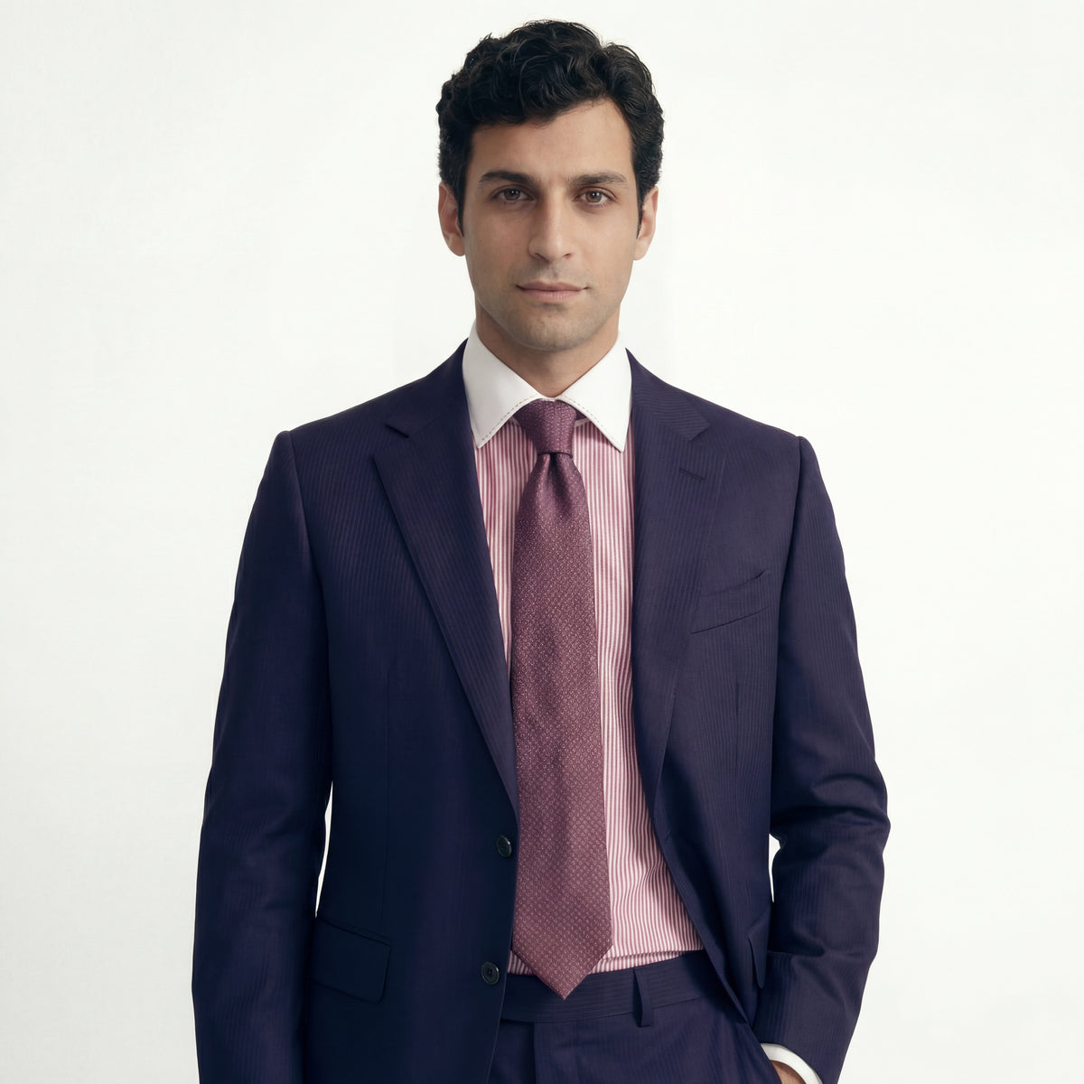 BORDEAUX JACQUARD SILK TIE - Micro leaf pattern, product view 4