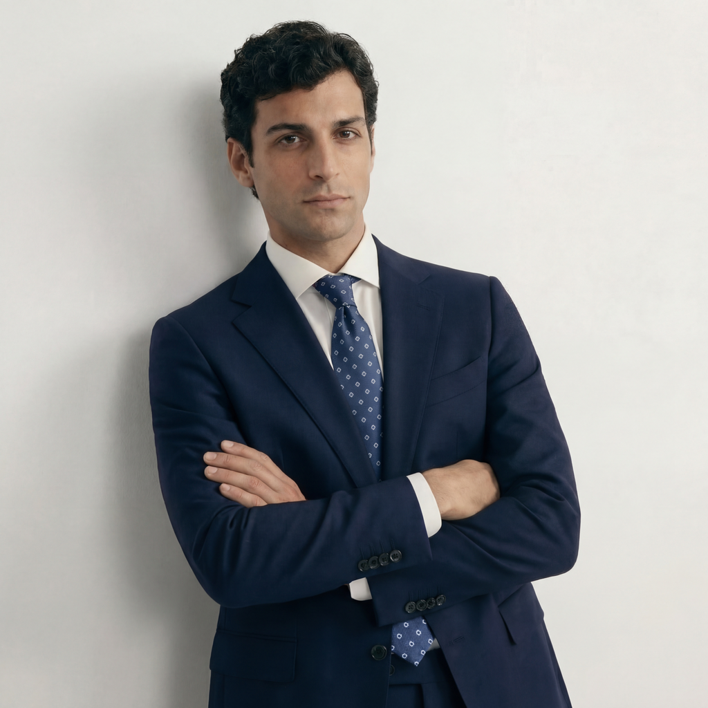 BLUE JACQUARD SILK TIE - Small geometric pattern