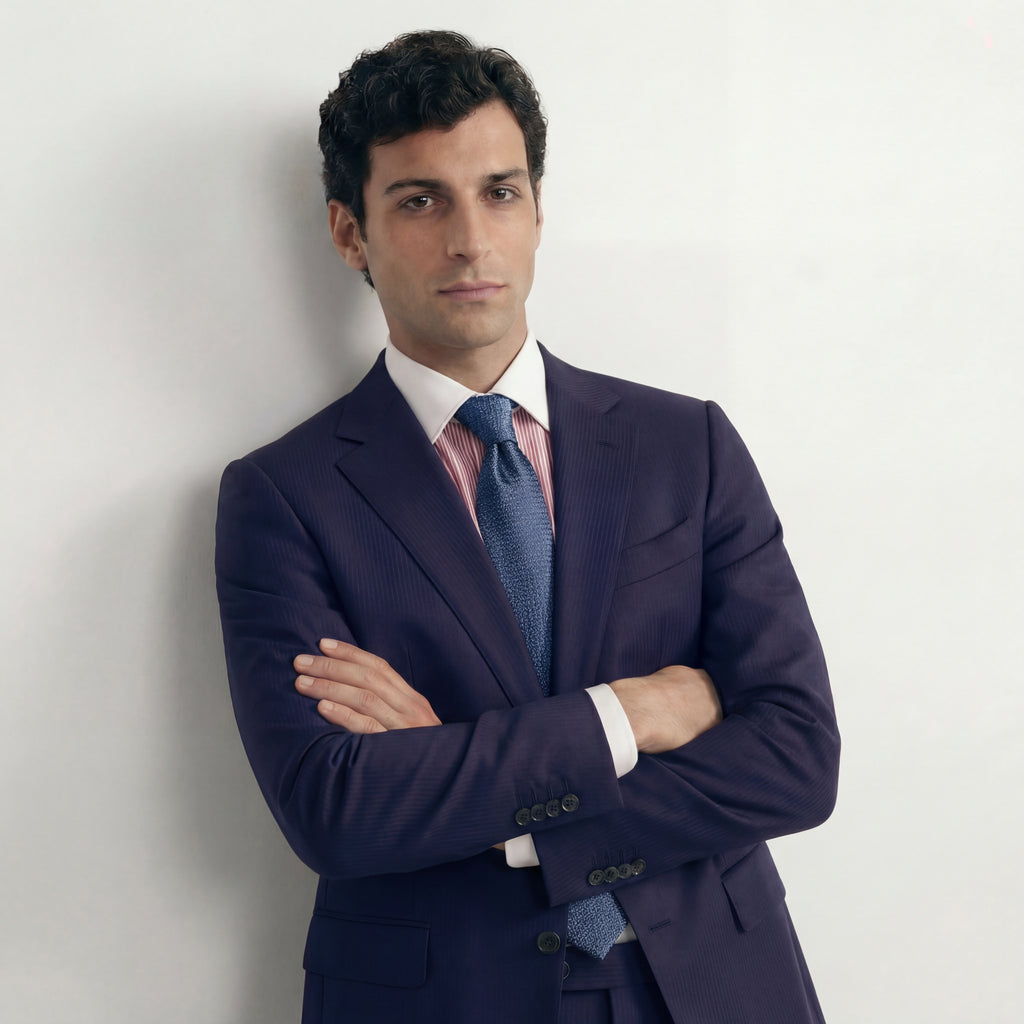 BLUE JACQUARD SILK TIE - Subtle textured weave