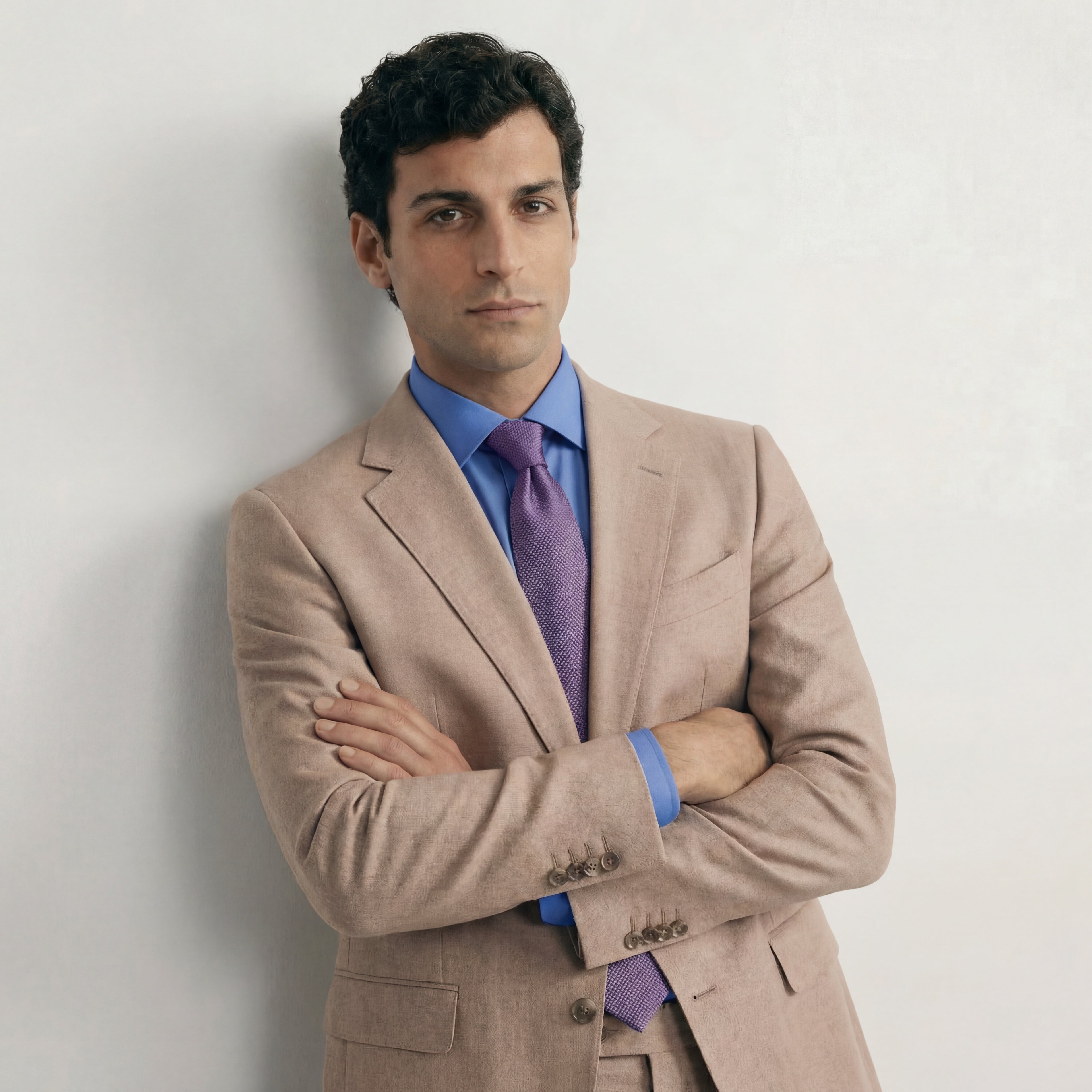 PURPLE JACQUARD SILK TIE - Micro textured pattern