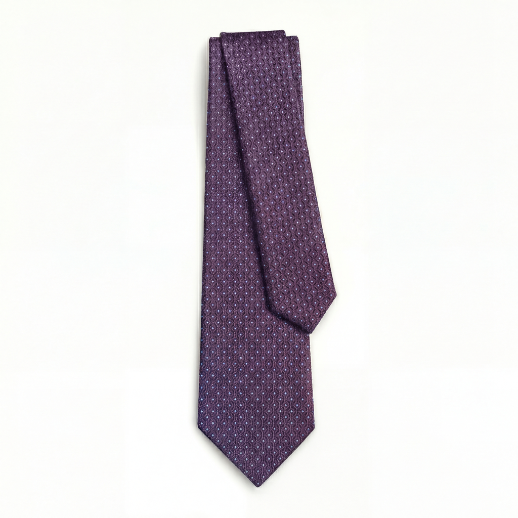 BURGUNDY JACQUARD SILK TIE - Micro dot pattern