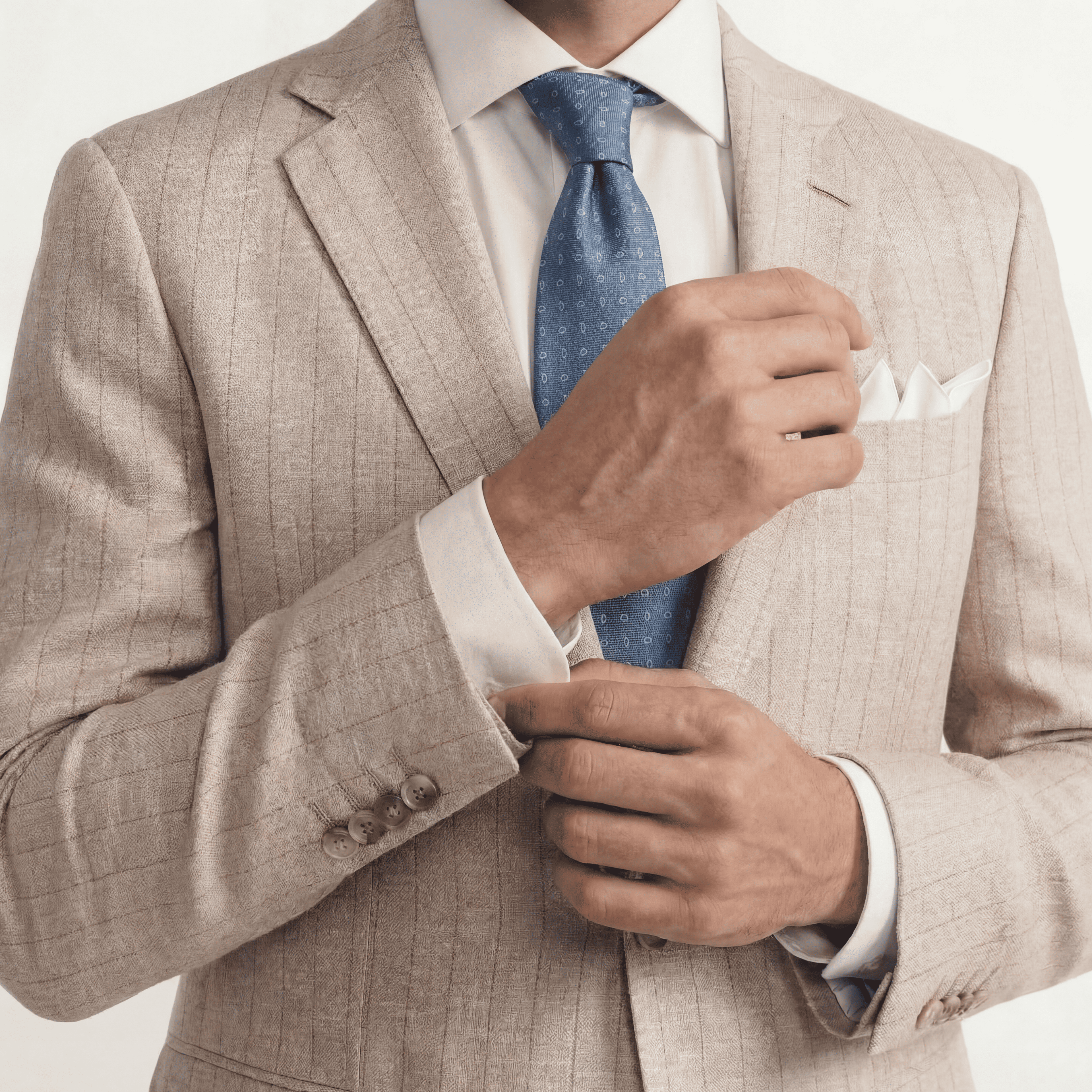 LIGHT BLUE JACQUARD SILK TIE - Micro paisley pattern