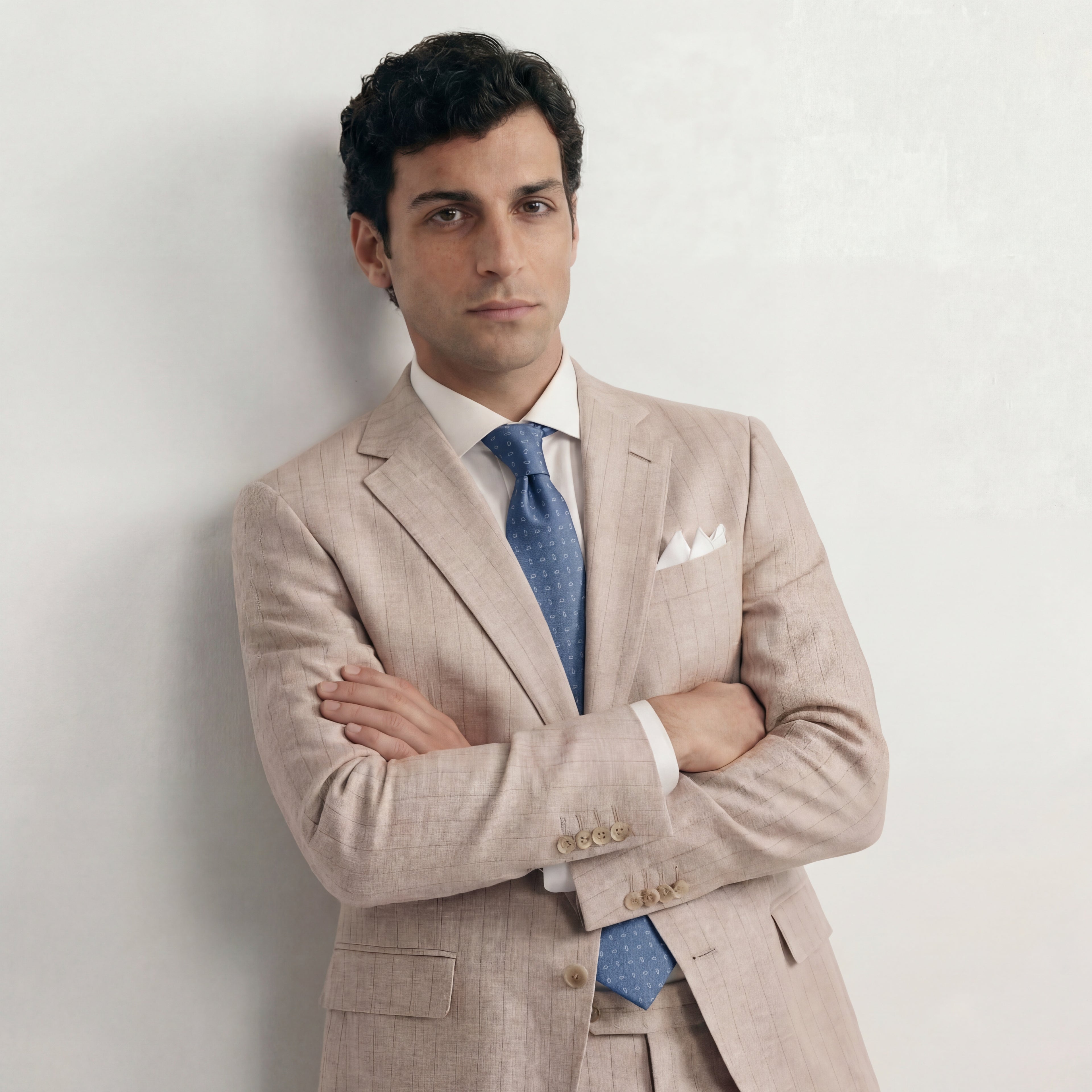 LIGHT BLUE JACQUARD SILK TIE - Micro paisley pattern