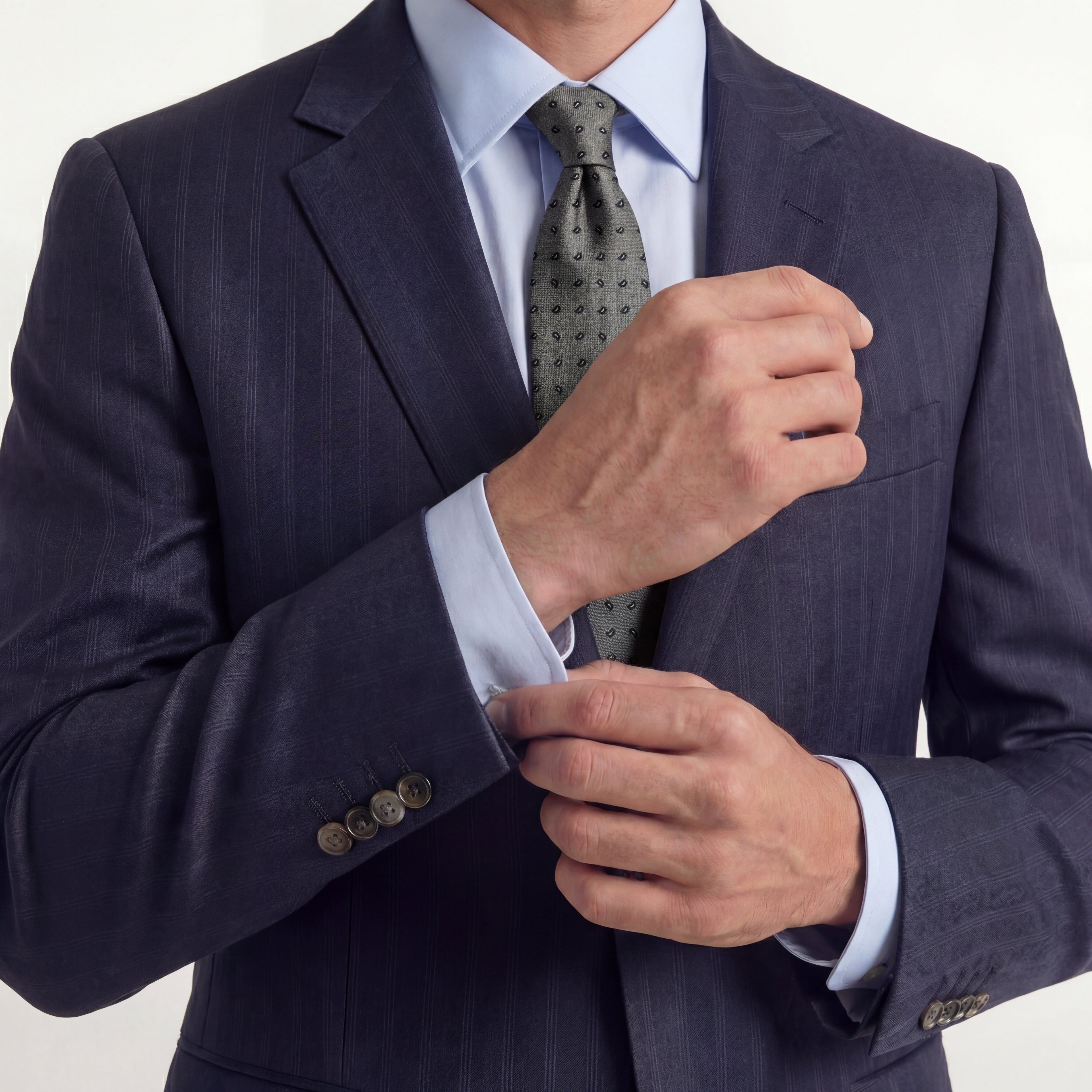 GRAY JACQUARD SILK TIE - Beige paisley pattern