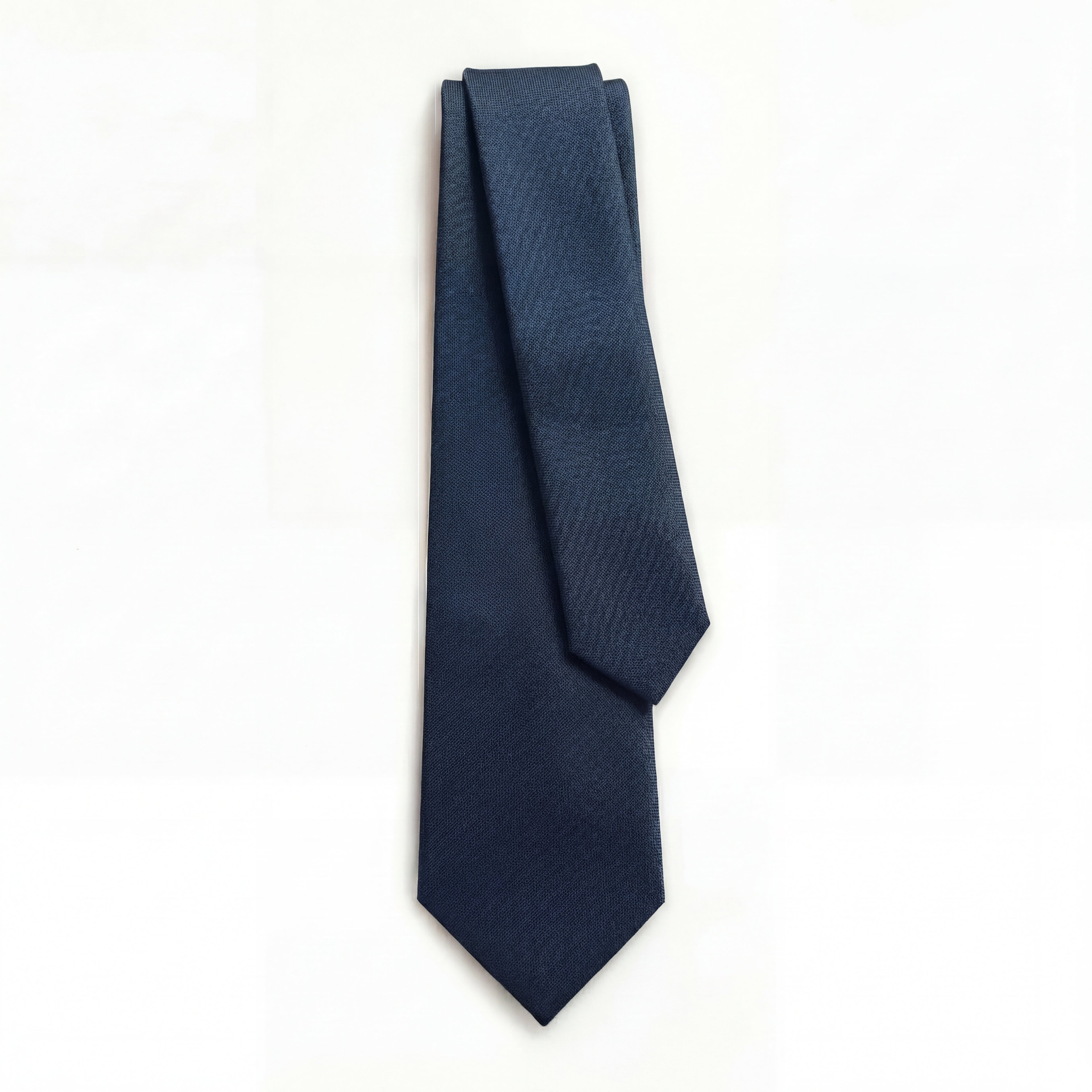 DARK BLUE 3 FOLD SARTORIAL JACQUARD SILK TIE - Lorenzi Como luxury silk tie