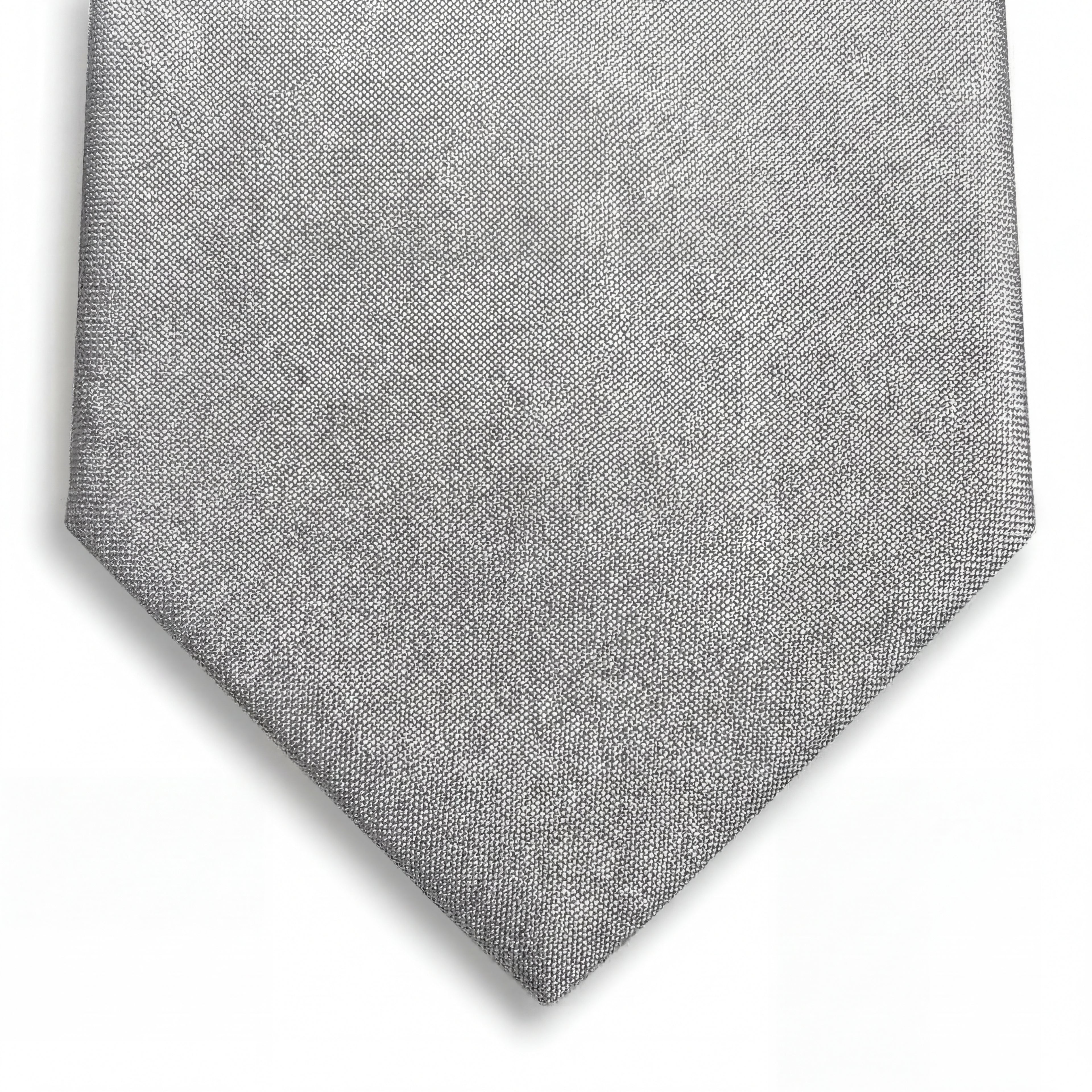 Silver 3 Fold Sartorial Jacquard Silk Tie, detail of the fabric and weave