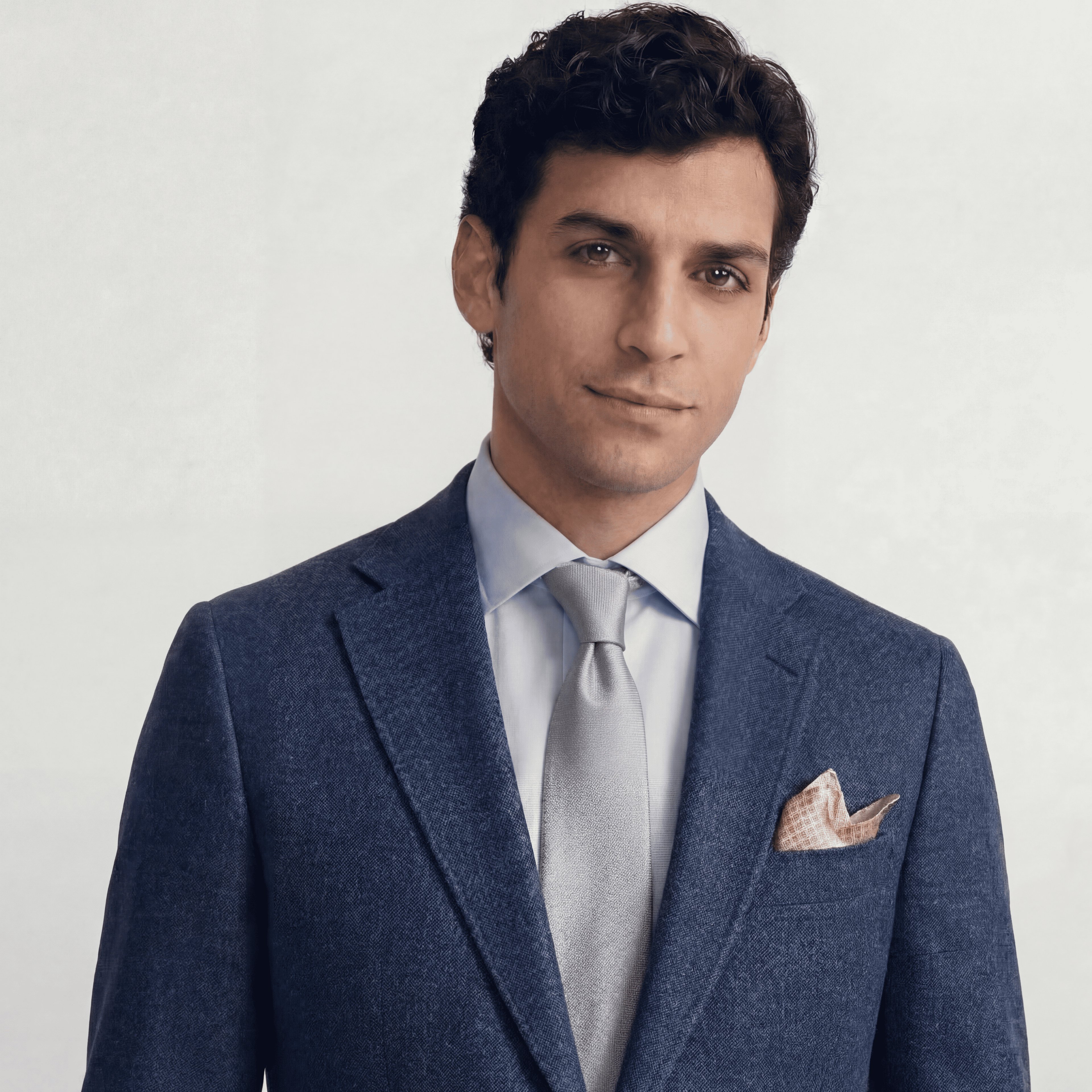 Silver 3 Fold Sartorial Jacquard Silk Tie, product view 4
